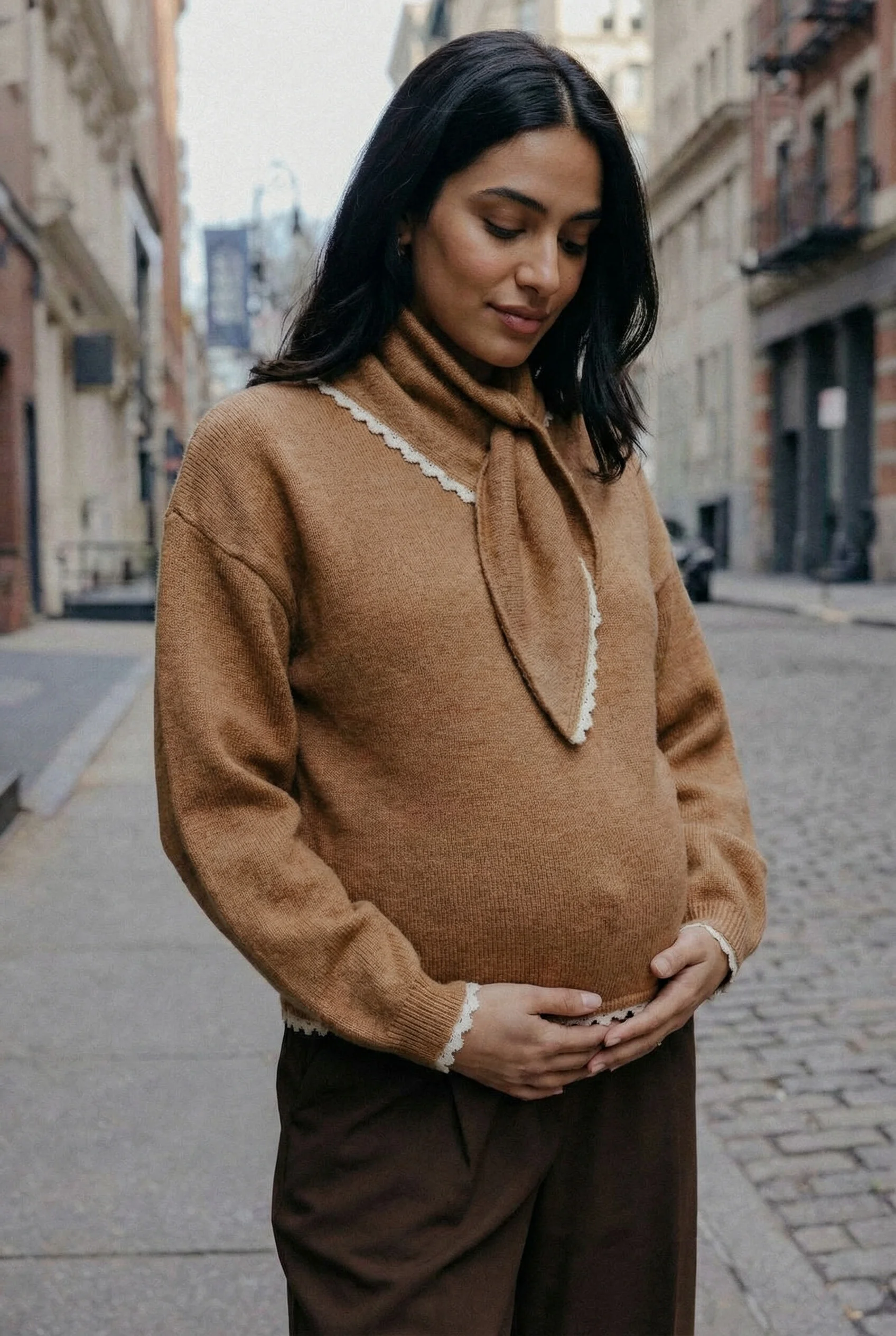 Model swap example — full-length look showcasing garment fidelity (523-6)